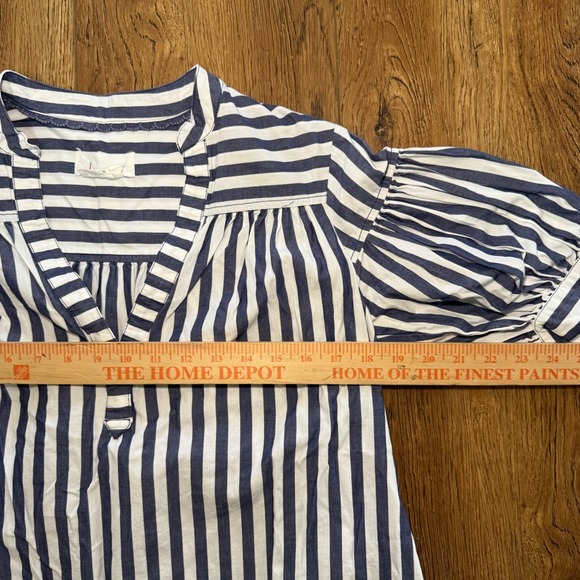 Anthropologie Darcey Popover Swing Top Casual Blue White Stripe Cotton Sz Small - Picture 5 of 10